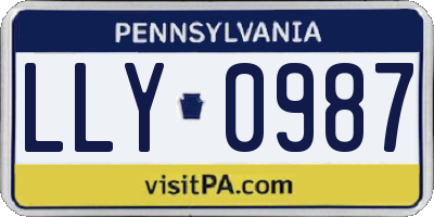 PA license plate LLY0987