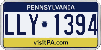 PA license plate LLY1394