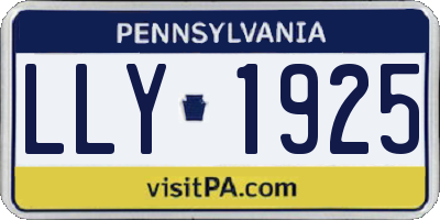 PA license plate LLY1925
