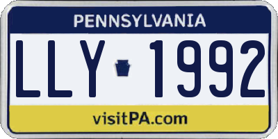 PA license plate LLY1992