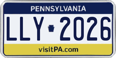 PA license plate LLY2026
