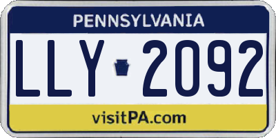 PA license plate LLY2092