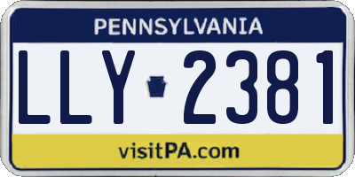 PA license plate LLY2381