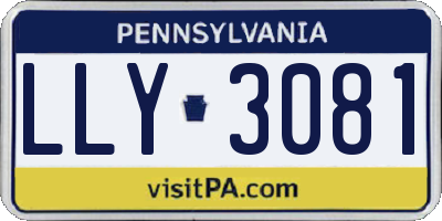 PA license plate LLY3081