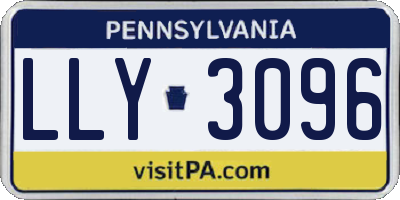 PA license plate LLY3096