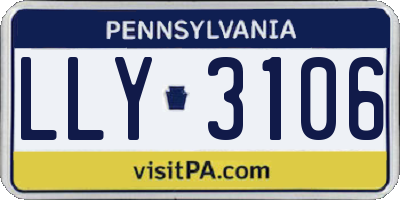 PA license plate LLY3106