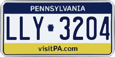 PA license plate LLY3204