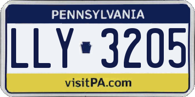 PA license plate LLY3205