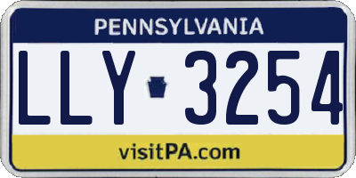 PA license plate LLY3254