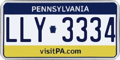 PA license plate LLY3334