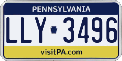 PA license plate LLY3496