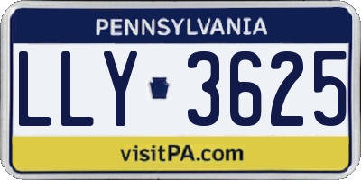 PA license plate LLY3625