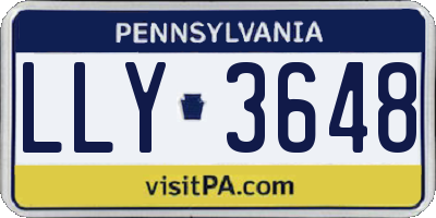 PA license plate LLY3648