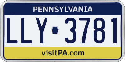 PA license plate LLY3781