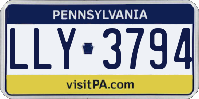 PA license plate LLY3794
