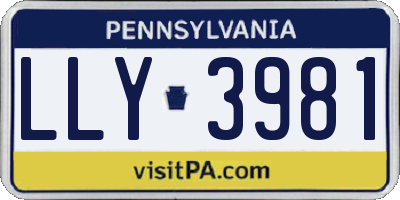 PA license plate LLY3981