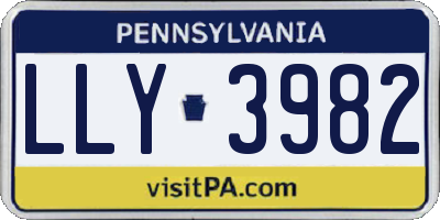 PA license plate LLY3982