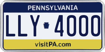 PA license plate LLY4000