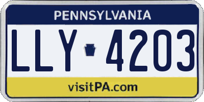 PA license plate LLY4203