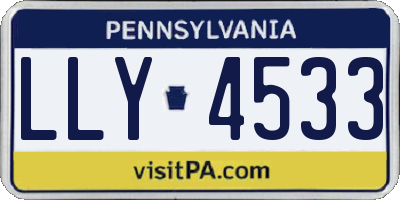 PA license plate LLY4533