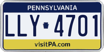 PA license plate LLY4701