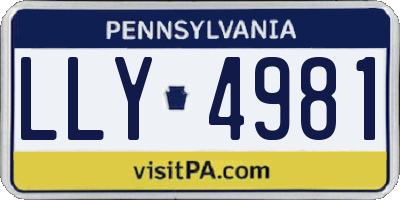 PA license plate LLY4981