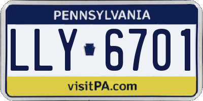 PA license plate LLY6701
