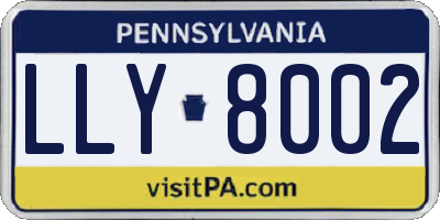 PA license plate LLY8002