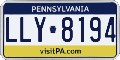 PA license plate LLY8194