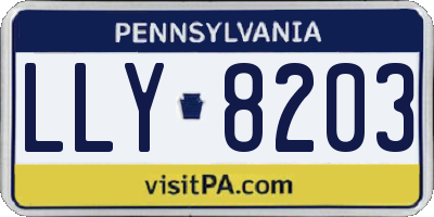 PA license plate LLY8203