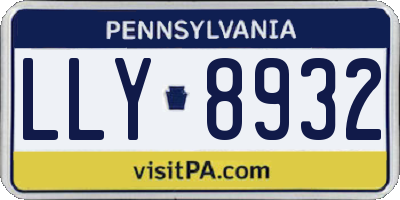 PA license plate LLY8932