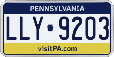PA license plate LLY9203