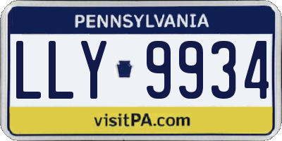 PA license plate LLY9934