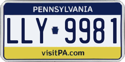 PA license plate LLY9981