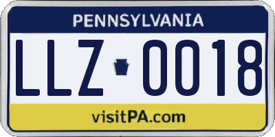 PA license plate LLZ0018