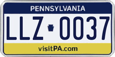 PA license plate LLZ0037