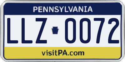 PA license plate LLZ0072