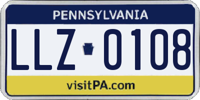 PA license plate LLZ0108