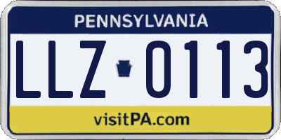 PA license plate LLZ0113