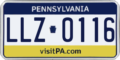 PA license plate LLZ0116
