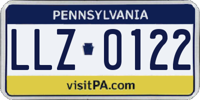 PA license plate LLZ0122