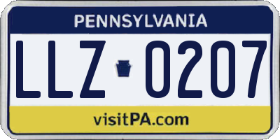 PA license plate LLZ0207