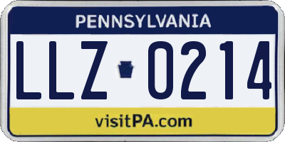 PA license plate LLZ0214