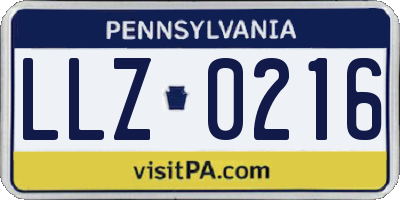 PA license plate LLZ0216