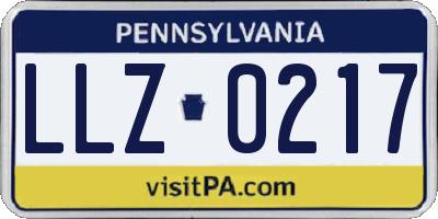 PA license plate LLZ0217