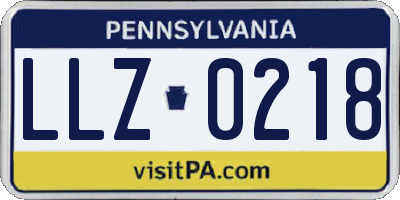 PA license plate LLZ0218