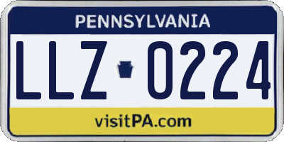 PA license plate LLZ0224