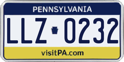 PA license plate LLZ0232