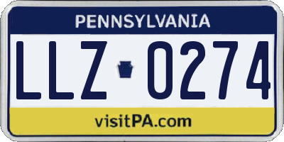 PA license plate LLZ0274