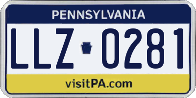 PA license plate LLZ0281